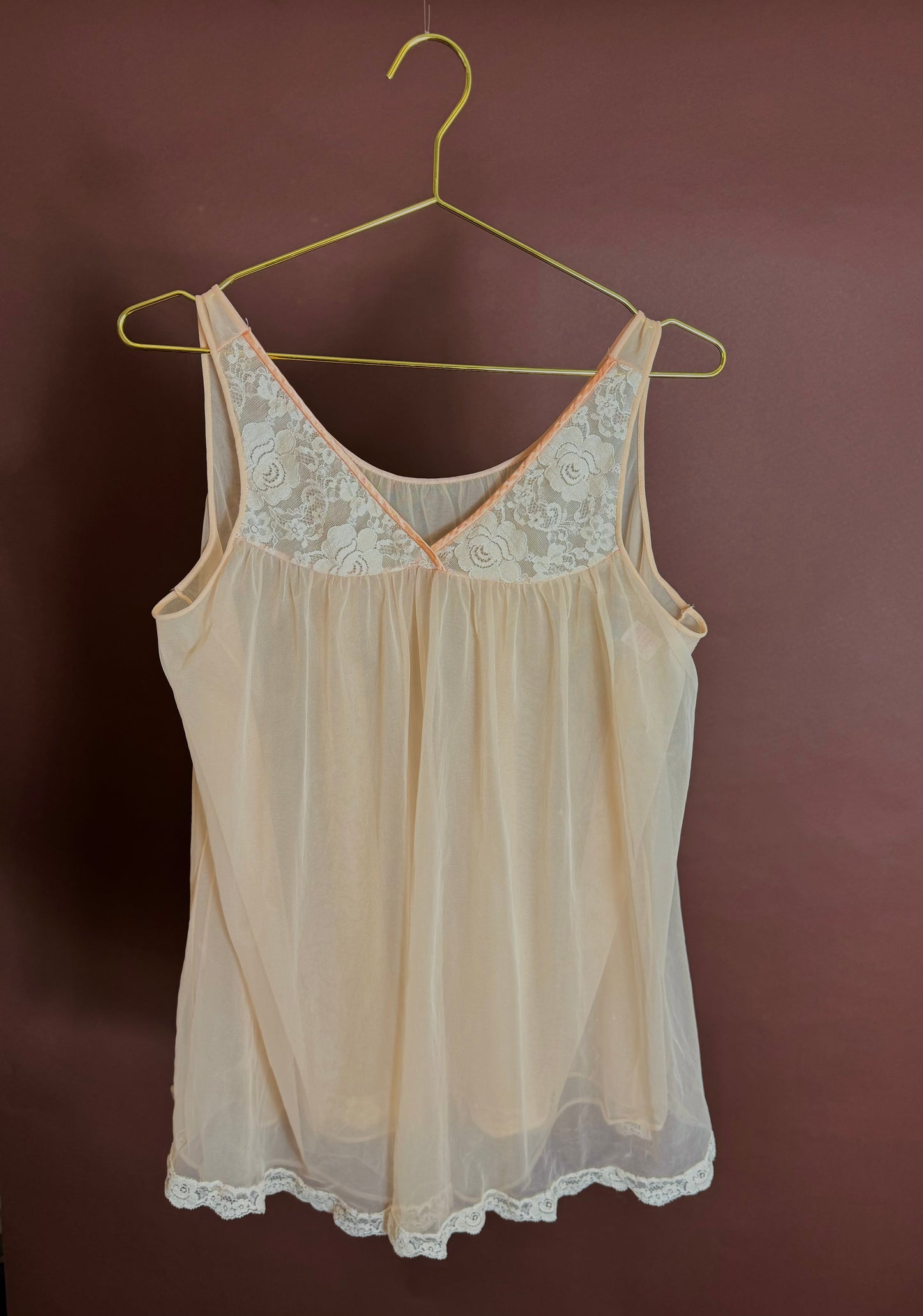 Vintage Peach Babydoll Top