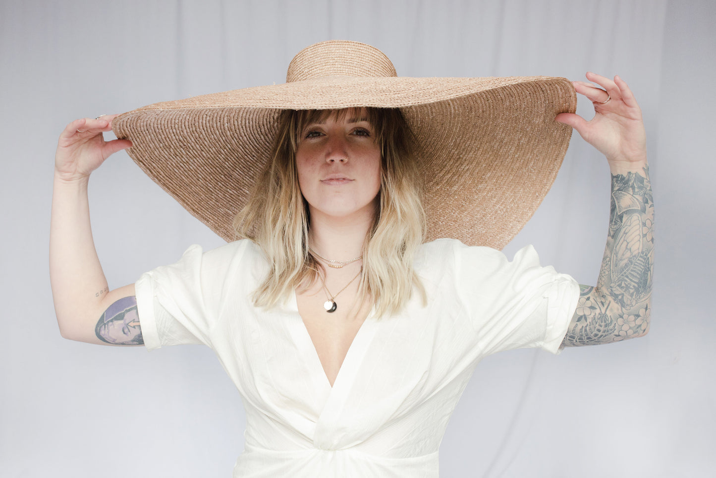 model wearing dove dress