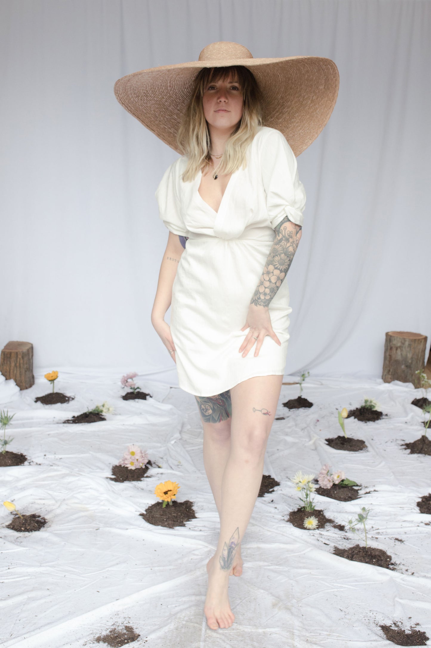 model wearing dove dress