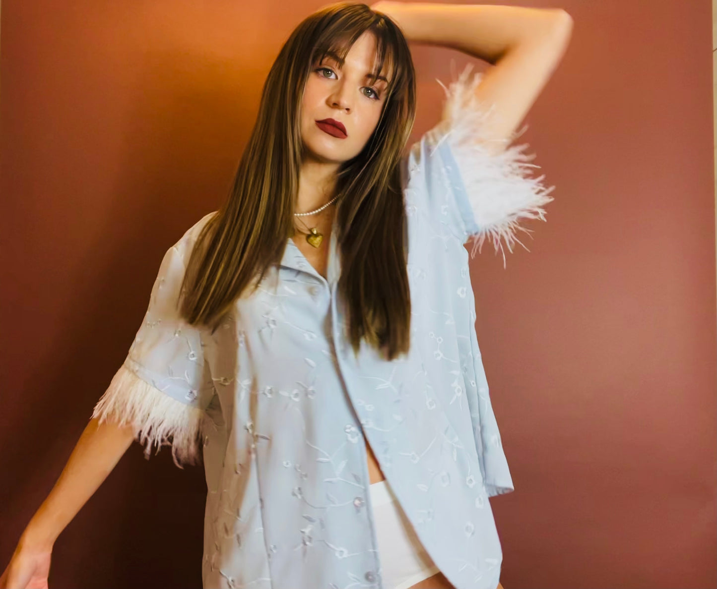 Baby Blue Feather Top