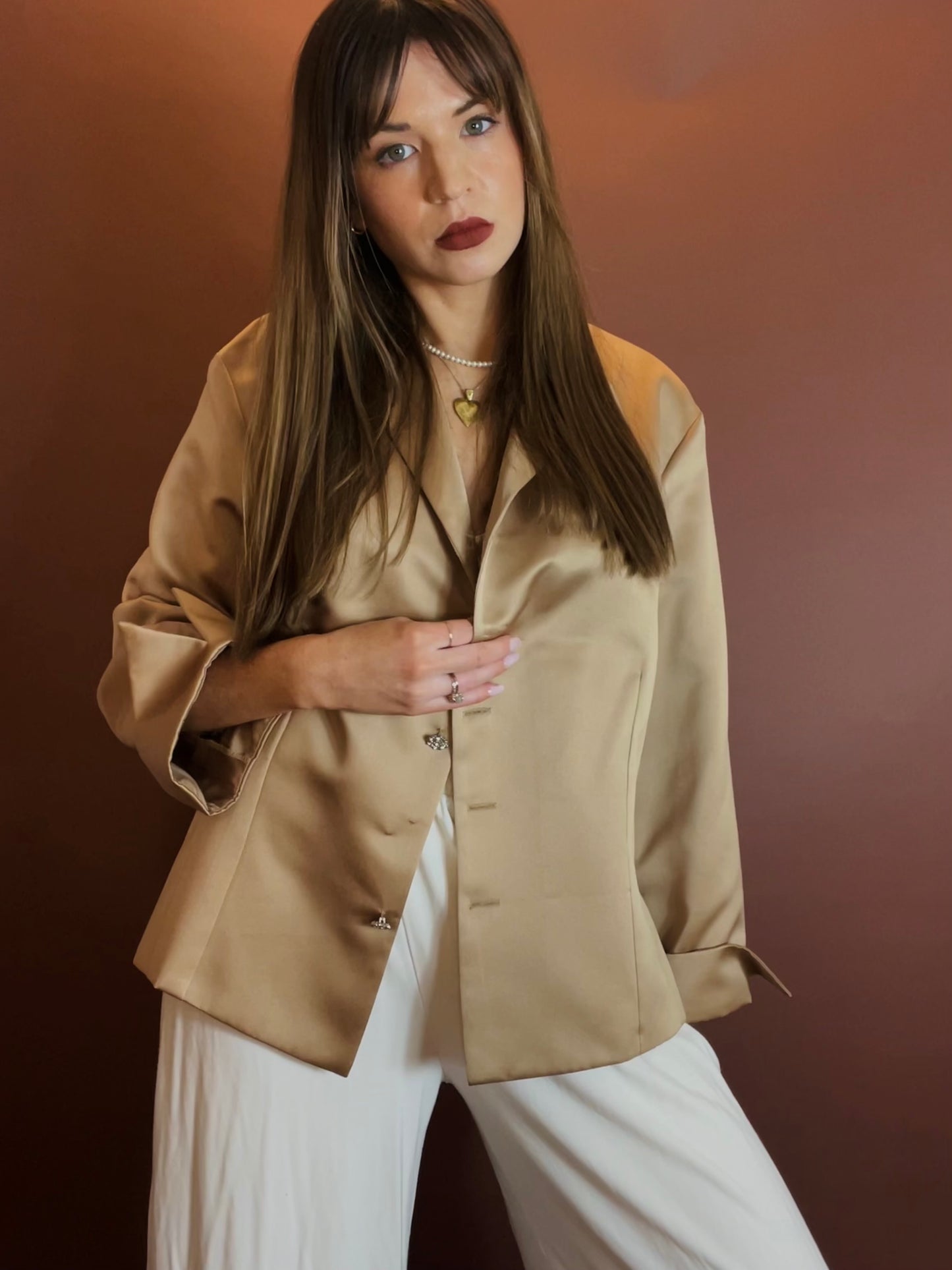 Satin Khaki Blazer