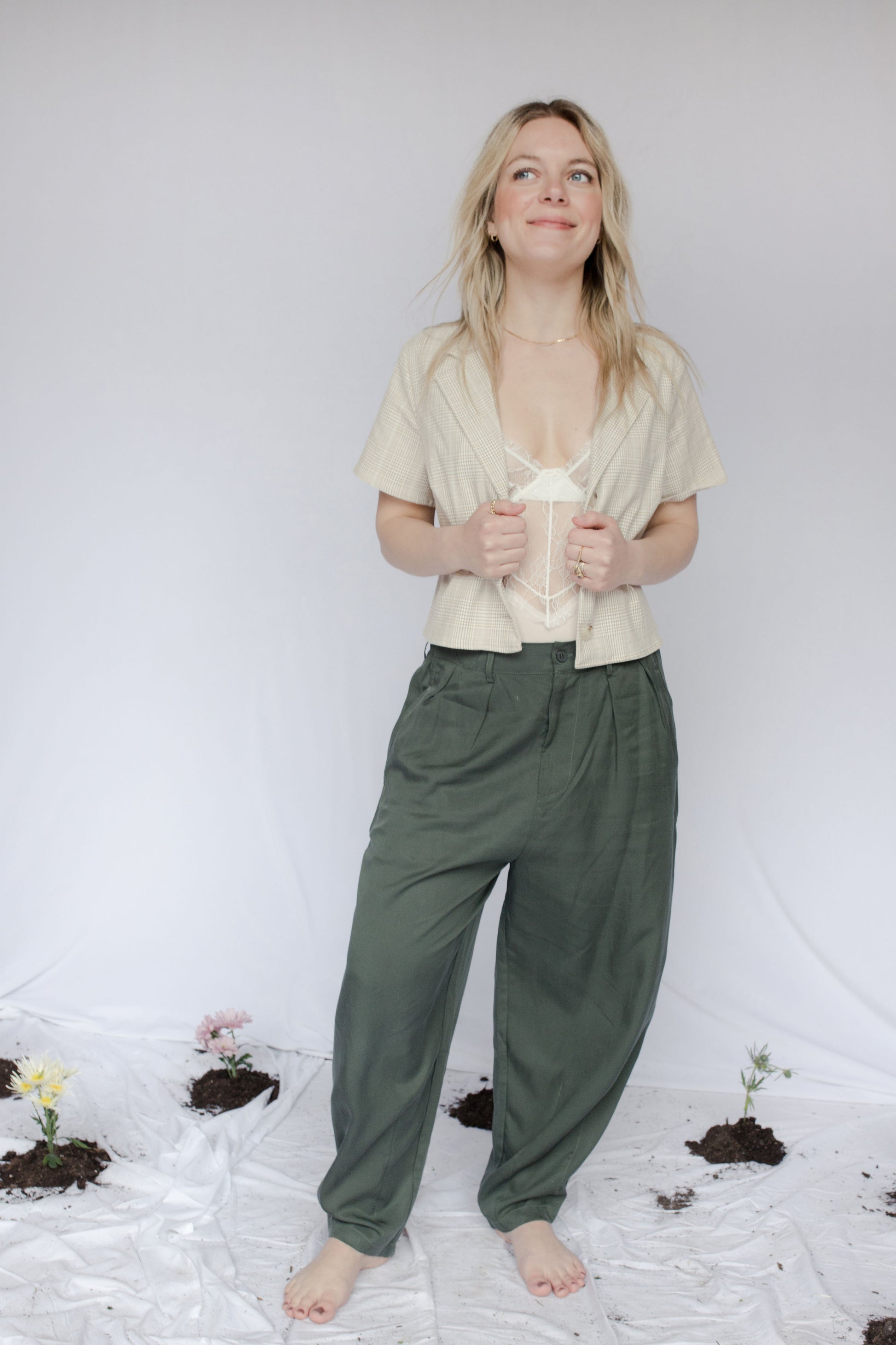 image of model in matilda top