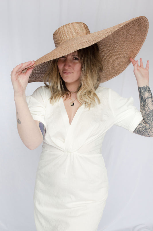 model wearing dove dress