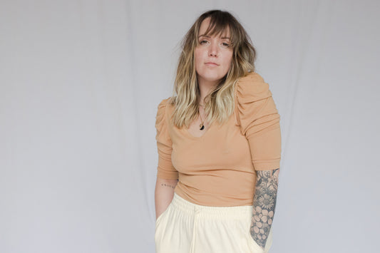image of model in jojo top