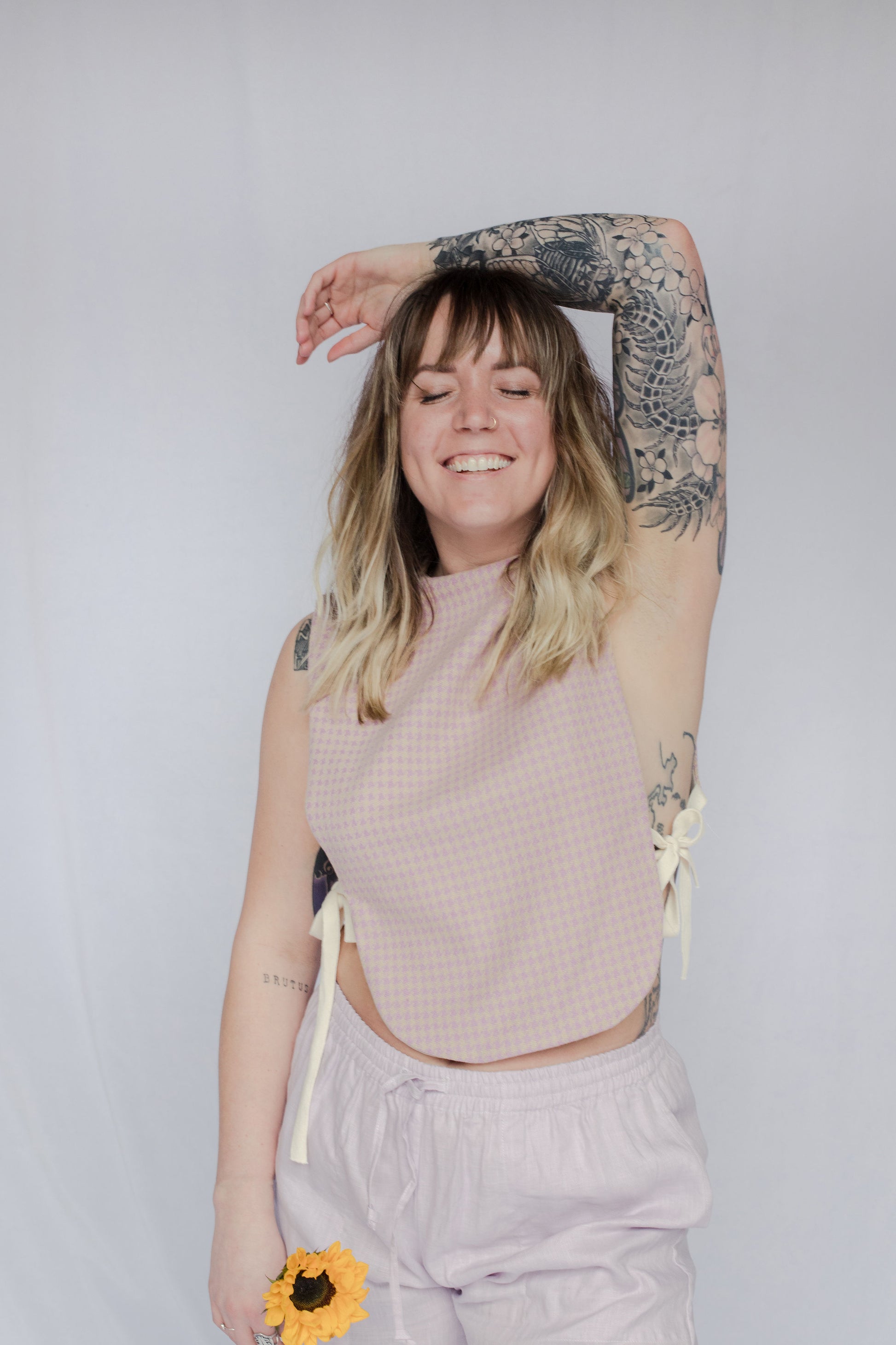 image of model in wooly vest