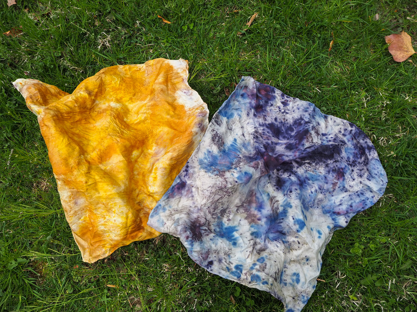 image of natural dye silk bandanas