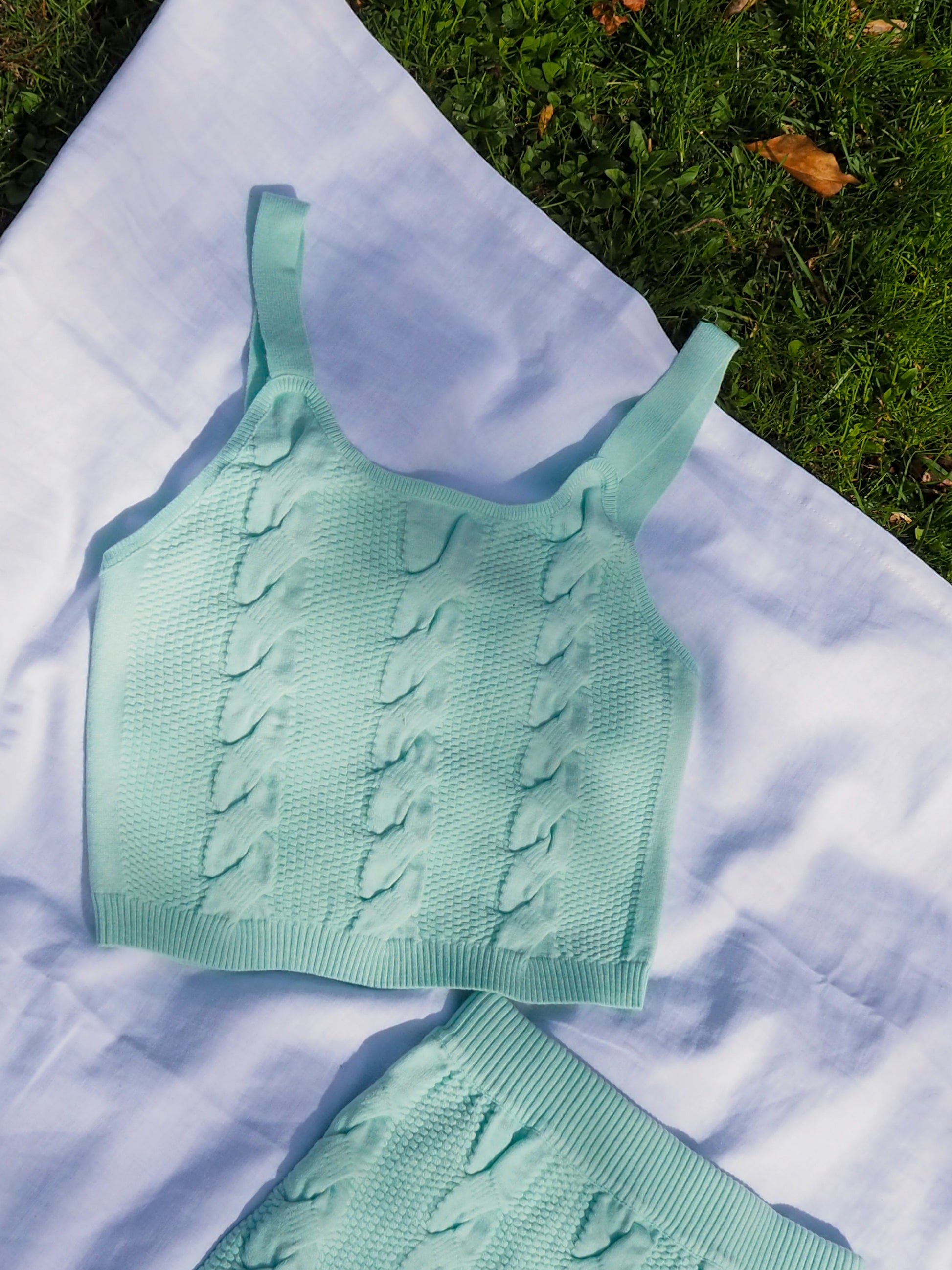 Flatlay image of bergamot knit set