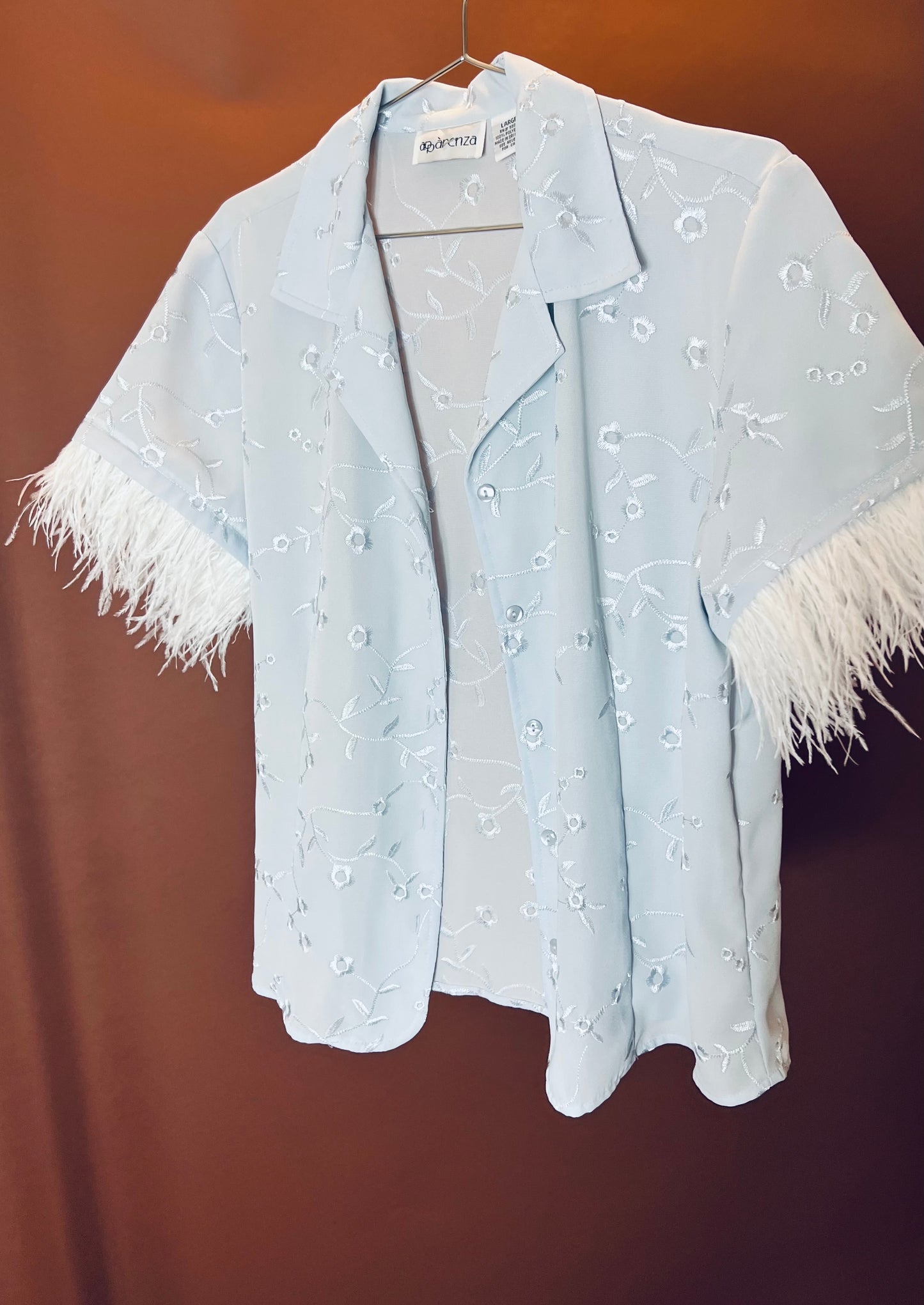 Baby Blue Feather Top